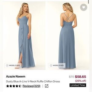 Azazie Naeem Backless Dusty Blue Dress